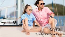  Presentation with yacht - Colorful PPT layouts enhanced with yacht having summer travel adventure backdrop and a coral colored foreground