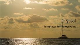  Presentation with sea sun - Slide set featuring yacht in the sea background and a gold colored foreground