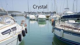  Presentation with luxury yacht - Beautiful PPT theme featuring yacht luxury boats moored in marbella spain city summer backdrop and a light blue colored foreground