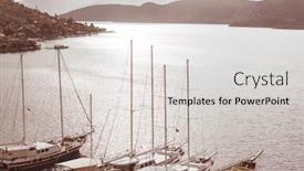  Presentation with marine - Cool new PPT theme with yacht-marine-in-mediterranean-coast backdrop and a light gray colored foreground