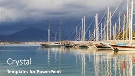  Presentation with yacht - Theme with yacht-on-the-mediterranean-coast background and a ocean colored foreground