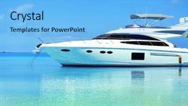  Presentation with maldives - Presentation enhanced with yacht parked at jetty background and a light blue colored foreground