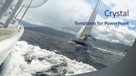  Presentation with sailing yacht race regatta sailboat - Theme enhanced with yacht race in stormy weather background and a sky blue colored foreground