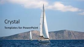  Presentation with luxury yacht - Slide set featuring participate in sail yacht regatta background and a light blue colored foreground