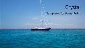  Presentation with sailboat - Slide set featuring yacht sailboat anchored in turquise background and a light blue colored foreground