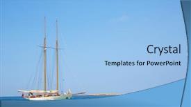  Presentation with sailboat - PPT theme having yacht sailboat anchored in turquise background and a light blue colored foreground