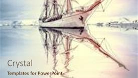  Presentation with yacht - Audience pleasing PPT layouts consisting of yacht sailing among the glaciers in antarctica backdrop and a cream colored foreground