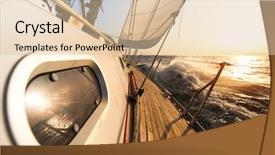  Presentation with sunset sailing - Beautiful PPT layouts featuring red semaphore railway night photo on long exposure night backdrop and a wine colored foreground