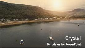  Presentation with houses cars - Presentation theme consisting of yacht-ships-at-sun-ocean background and a dark gray colored foreground