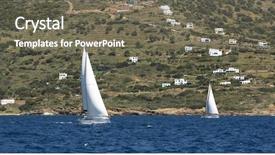  Presentation with greek islands - Beautiful presentation theme featuring yacht stormy sea - sailing regatta at aegean off backdrop and a  colored foreground