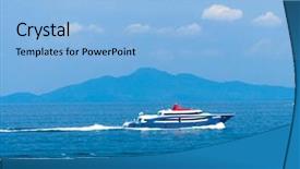  Presentation with yacht - Presentation theme consisting of yacht vacation vast seascape background and a light blue colored foreground