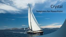  Presentation with sailing ship - Amazing slide deck having yachting boat in sailing regatta backdrop and a light blue colored foreground