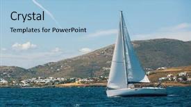  Presentation with sailing - Slide deck featuring yachting boat in sailing regatta background and a light blue colored foreground