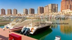  Presentation with boats - Cool new PPT theme with yachts-and-boats-in-harbor backdrop and a coral colored foreground