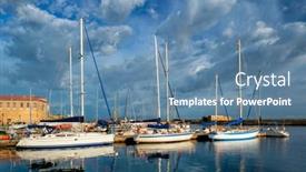  Presentation with crete island - Beautiful PPT layouts featuring yachts-and-boats-in-picturesque backdrop and a teal colored foreground