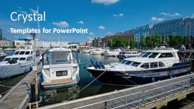  Presentation with boats - Slides having yachts-and-boats-moored background and a teal colored foreground