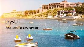 Presentation with malta - PPT layouts having yachts and boats view to the bay near valletta in malta background and a coral colored foreground