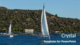  Presentation with luxury - Cool new PPT theme with yachts at aegean sea cruise backdrop and a ocean colored foreground