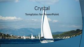  Presentation with sails sailing yacht catamaran sailing - Cool new PPT theme with yachts at aegean sea cruise backdrop and a light blue colored foreground