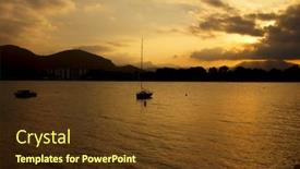  Presentation with sunset - Presentation design with yachts-in-harbour-at-sunset background and a tawny brown colored foreground