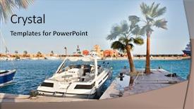  Presentation with marina - Cool new PPT theme with ship anchor sea swimming - yachts in marina backdrop and a light blue colored foreground