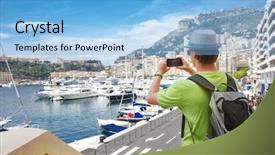  Presentation with hercules - Amazing PPT layouts having yachts in the port hercules backdrop and a light blue colored foreground