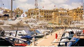  Presentation with port - Presentation theme with yachts-in-valleta-port background and a coral colored foreground