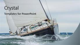  Presentation with stormy sea - Cool new presentation design with yachts racing at sea backdrop and a light gray colored foreground