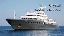  Presentation with luxury yacht - Beautiful slides featuring yachts ships - gigantic big luxury mega backdrop and a light blue colored foreground