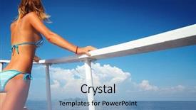  Presentation with ship boat and sea - PPT theme with yachts ships - young woman standing background and a light blue colored foreground