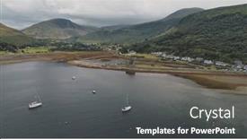  Presentation with cruise ships - Audience pleasing presentation theme consisting of yachts-ships-boats-at-scotland backdrop and a dark gray colored foreground