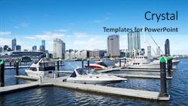  Presentation with dock - Presentation theme enhanced with yacth on dock and etihad background and a light blue colored foreground