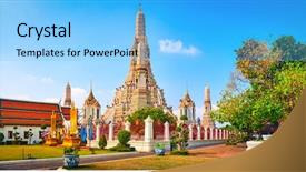  Presentation with war - Presentation featuring yai district of bangkok thailand background and a light blue colored foreground