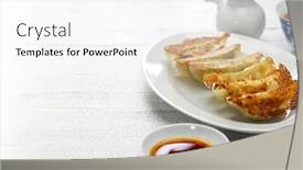  Presentation with japanese style - Theme with yaki-gyoza-pot-stickers-japanese background and a white colored foreground