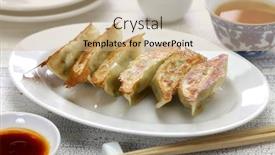  Presentation with japanese style - Audience pleasing PPT layouts consisting of yaki-gyoza-potstickers-japanese-style backdrop and a coral colored foreground
