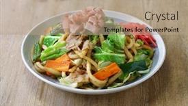  Presentation with japanese - Presentation theme consisting of yaki-udon-a-kind background and a coral colored foreground