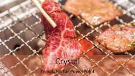 Presentation with charcoal - Beautiful PPT theme featuring yakiniku with red hot charcoal backdrop and a coral colored foreground
