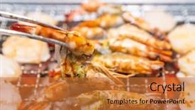  Presentation with hokkaido - Presentation theme featuring yakiniku with red hot charcoal background and a red colored foreground