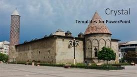  Presentation with network operations center or noc - Slide deck enhanced with yakutiye-madrasa-in-erzurum-city background and a light blue colored foreground