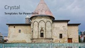  Presentation with brain language center - Slides with yakutiye-madrasa-in-erzurum-city background and a light blue colored foreground