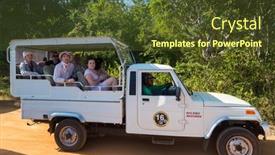  Presentation with jeep - Beautiful PPT theme featuring yala-national-park-sri-lanka backdrop and a tawny brown colored foreground