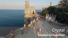  Presentation with unmanned - Audience pleasing theme consisting of yalta-aug-26-tourists-walking backdrop and a gray colored foreground