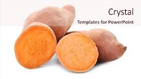  Presentation with an orange sweet potato - Presentation theme having yam - cut sweet potatoes isolated background and a lemonade colored foreground