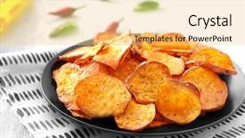  Presentation with sweet potato - Cool new PPT theme with yam - plate with yummy sweet potato backdrop and a blonde colored foreground