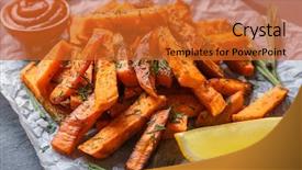  Presentation with sweet potato - PPT layouts having yam - sweet potato fries on parchment background and a red colored foreground