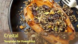  Presentation with sweet potato - Presentation theme with yam stuffed with wild rice background and a tawny brown colored foreground