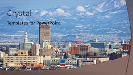  Presentation with city japan - Slides enhanced with yamagata-japan-downtown-city-skyline background and a light blue colored foreground