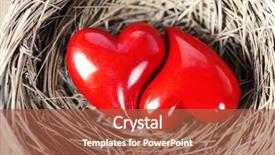  Presentation with bird - Cool new presentation theme with ying yang - two red hearts in bird's backdrop and a red colored foreground