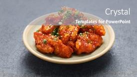  Presentation with korean - Presentation theme enhanced with yangnyeom-chicken-korean-style-fried background and a gray colored foreground
