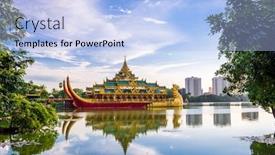  Presentation with royal - Colorful slide deck enhanced with yangon-myanmar-at-karaweik-palace backdrop and a light blue colored foreground